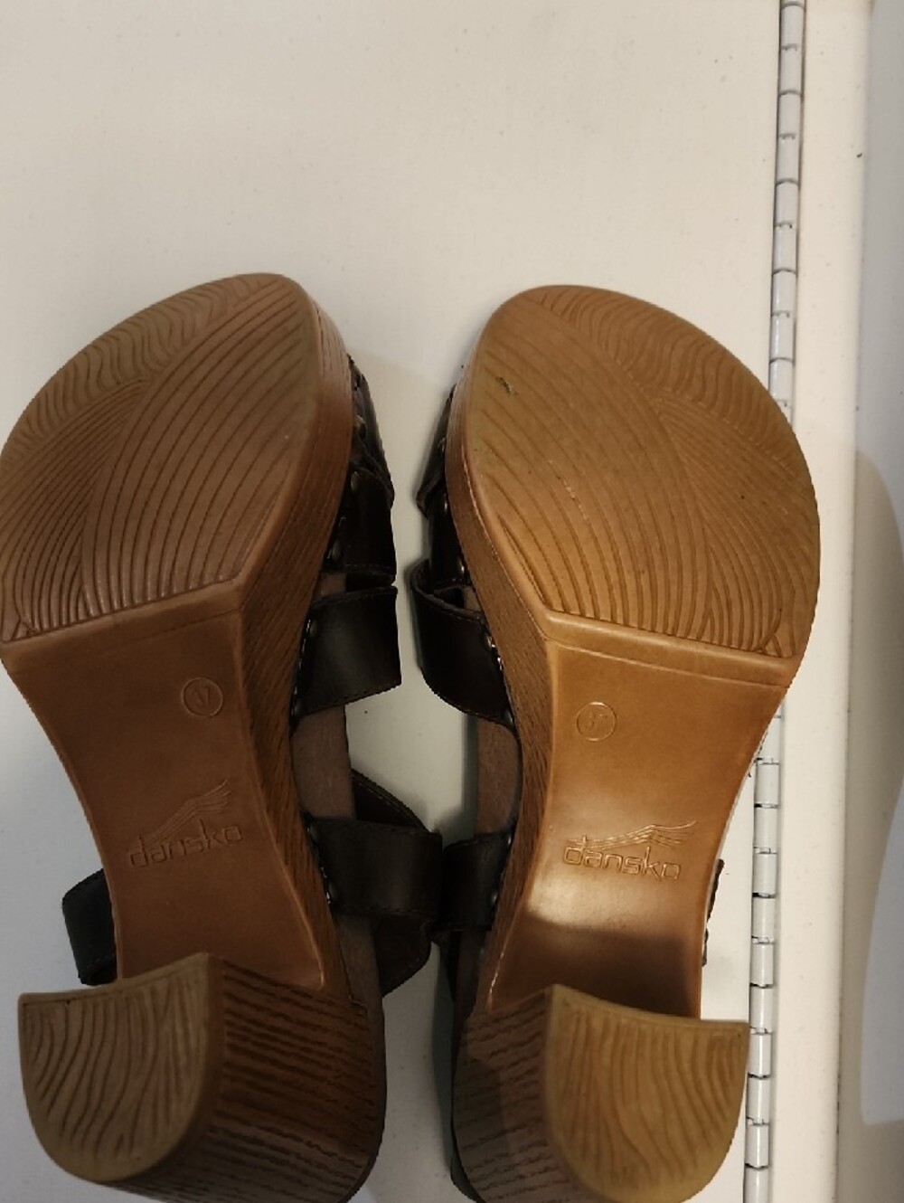 Dansko Brown Leather Cross-Strap Ankle Buckle Sandals - Picture 4 of 5